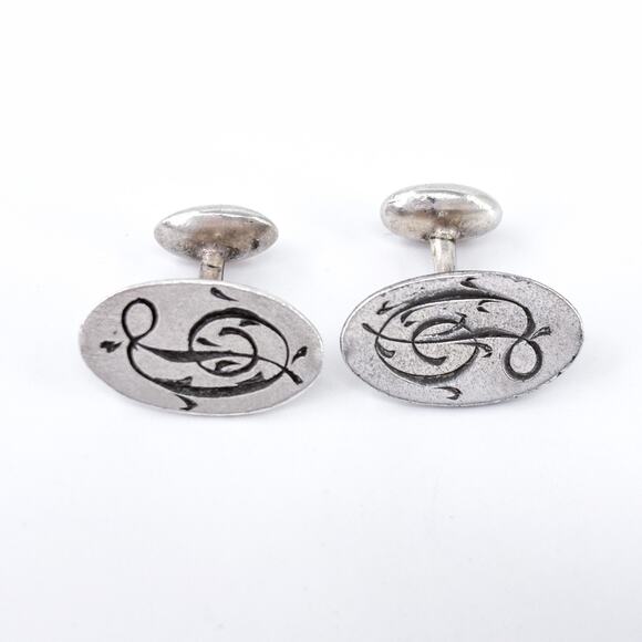 Vintage Sterling Silver 925 D Monogram Cuff Links - Picture 2 of 6